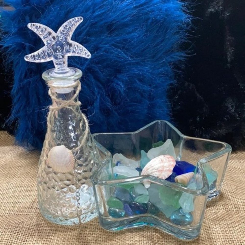 Starfish Pebble Texture Seaside Glass set decor